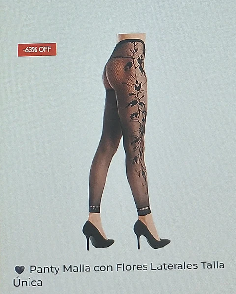 Panty malla con flores laterales talla única