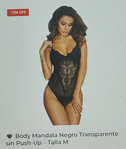 Body mándala negro transparente sin push-up talla m