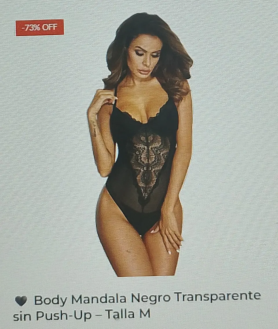 Body mándala negro transparente sin push-up talla m 1