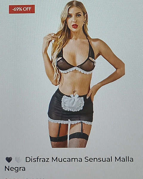 Disfraz mucama sensual malla negra