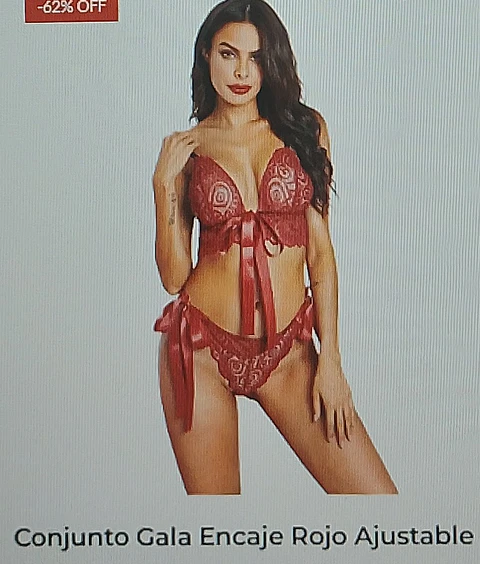 Conjunto gala encaje rojo ajustable
