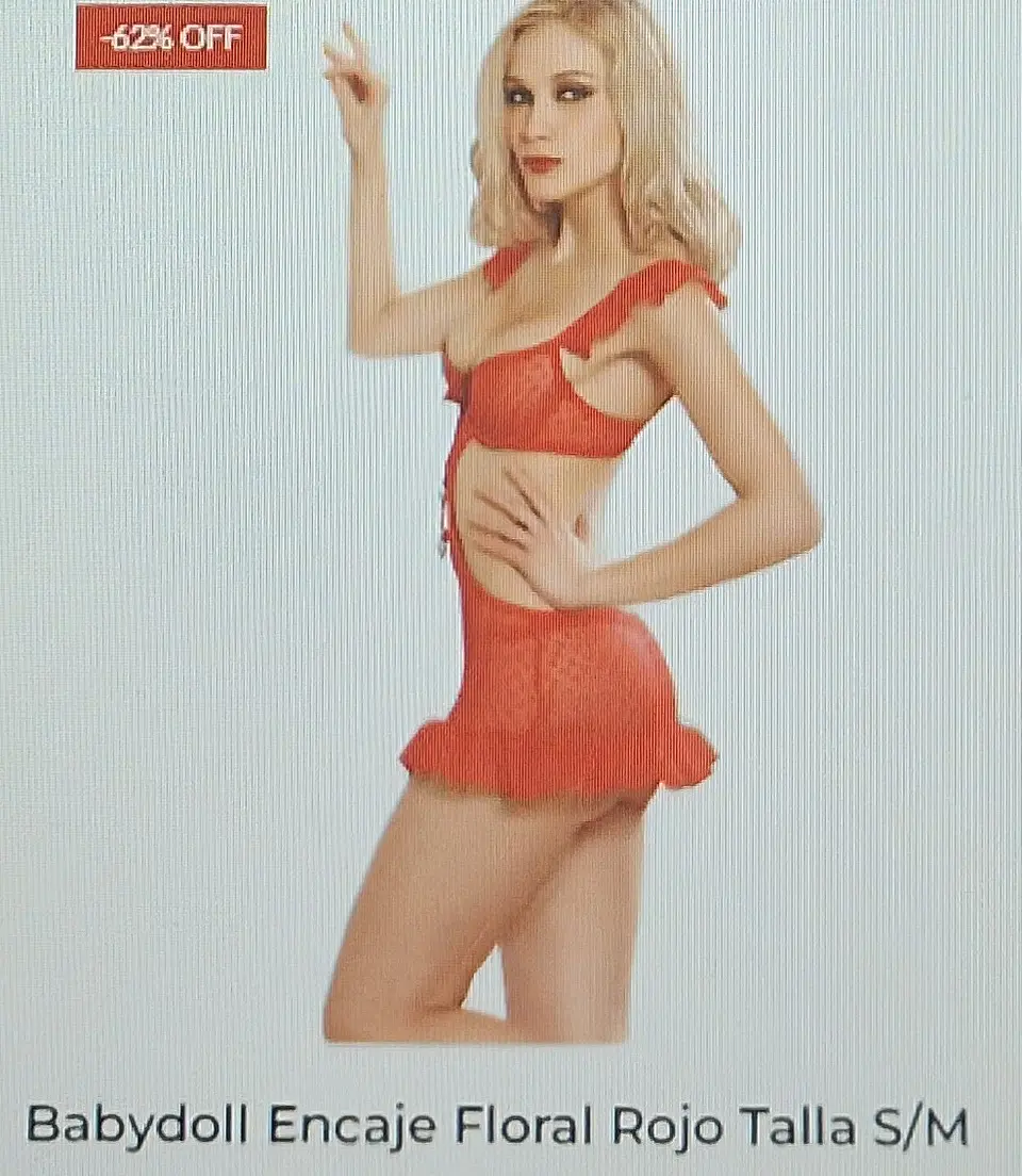Babydoll encaje floral rojo Talla S/M 1