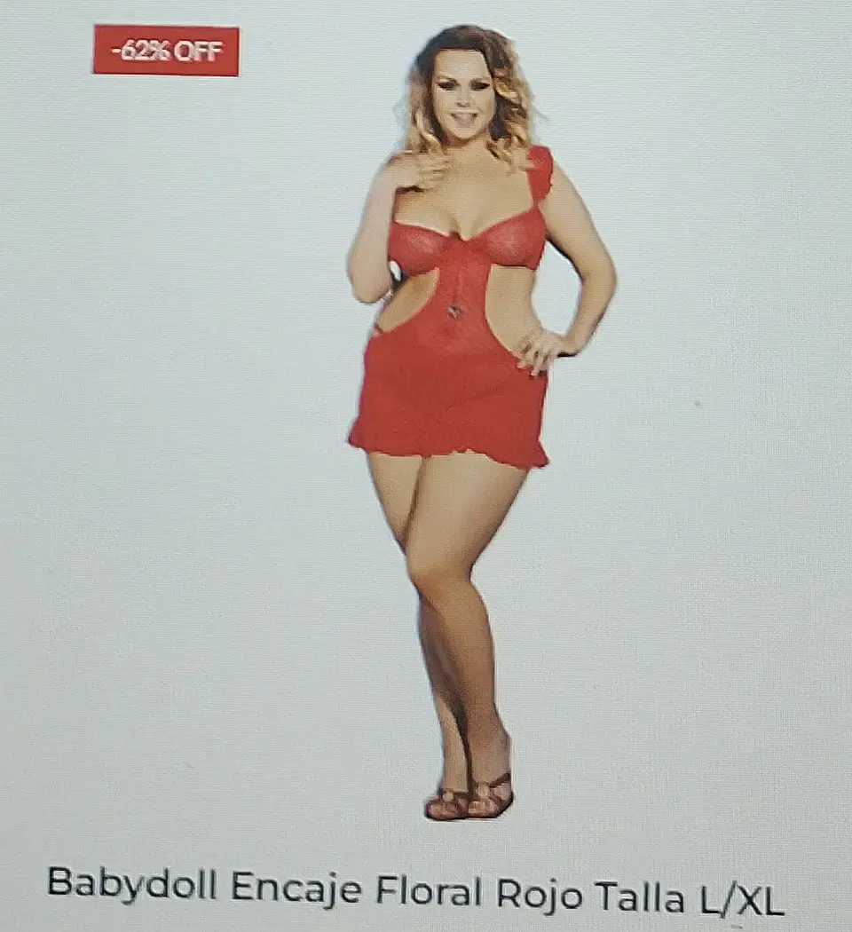 Babydoll encaje floral rojo Talla L/XL 1