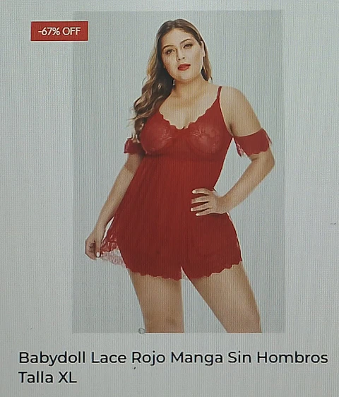 Babydoll lace rojo manga sin hombros Talla XL