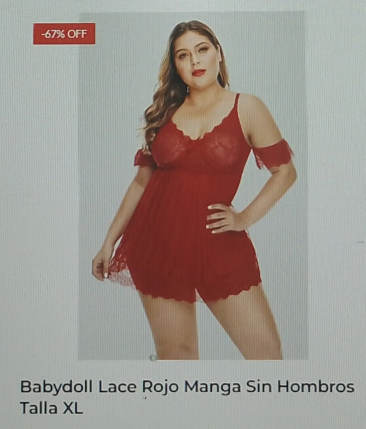Babydoll lace rojo manga sin hombros Talla XL 1
