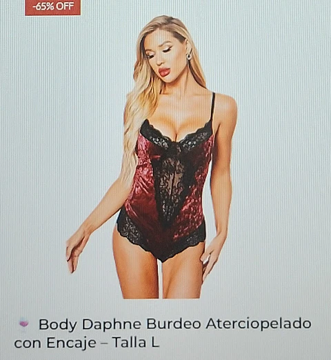 Body Daphne burdeo aterciopelado con encaje Talla L