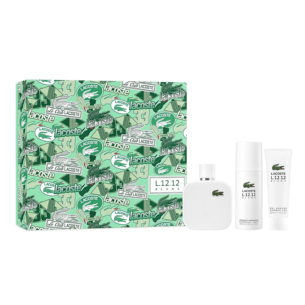 Estuche Lacoste Blanc L.12.12 Edt 100ML+50ML S/G + 150ML Deo Hombre 1