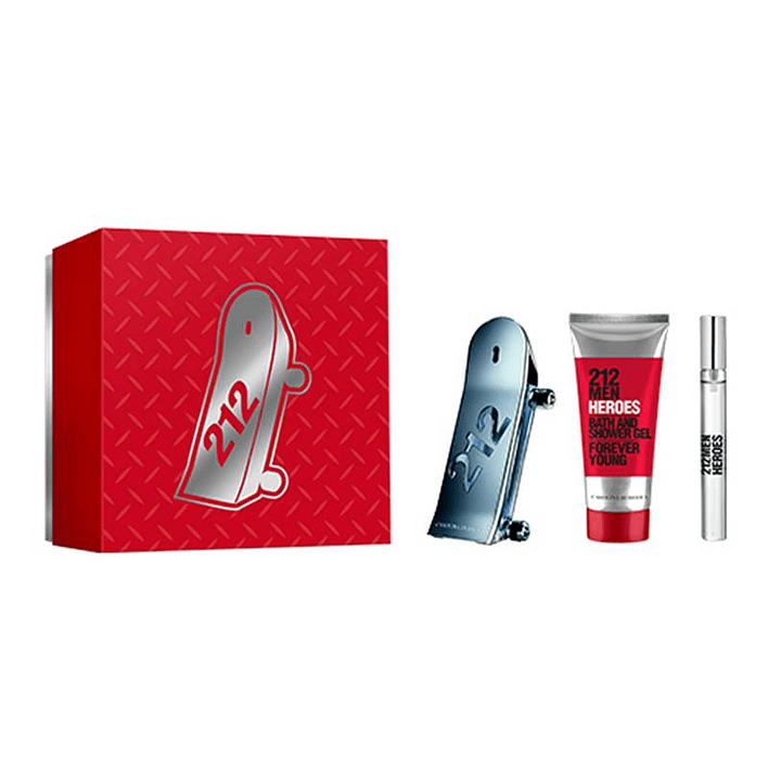 Estuche 212 Men Heroes Carolina Herrera Edt 90Ml+10Ml Mini+100Ml S/G Hombre00 1