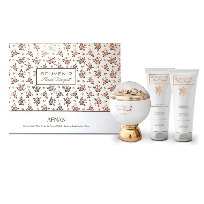Estuche Souvenir Floral Bouguet Edp Afnan 100ML+100ML S/G+100ML B/L Mujer 1