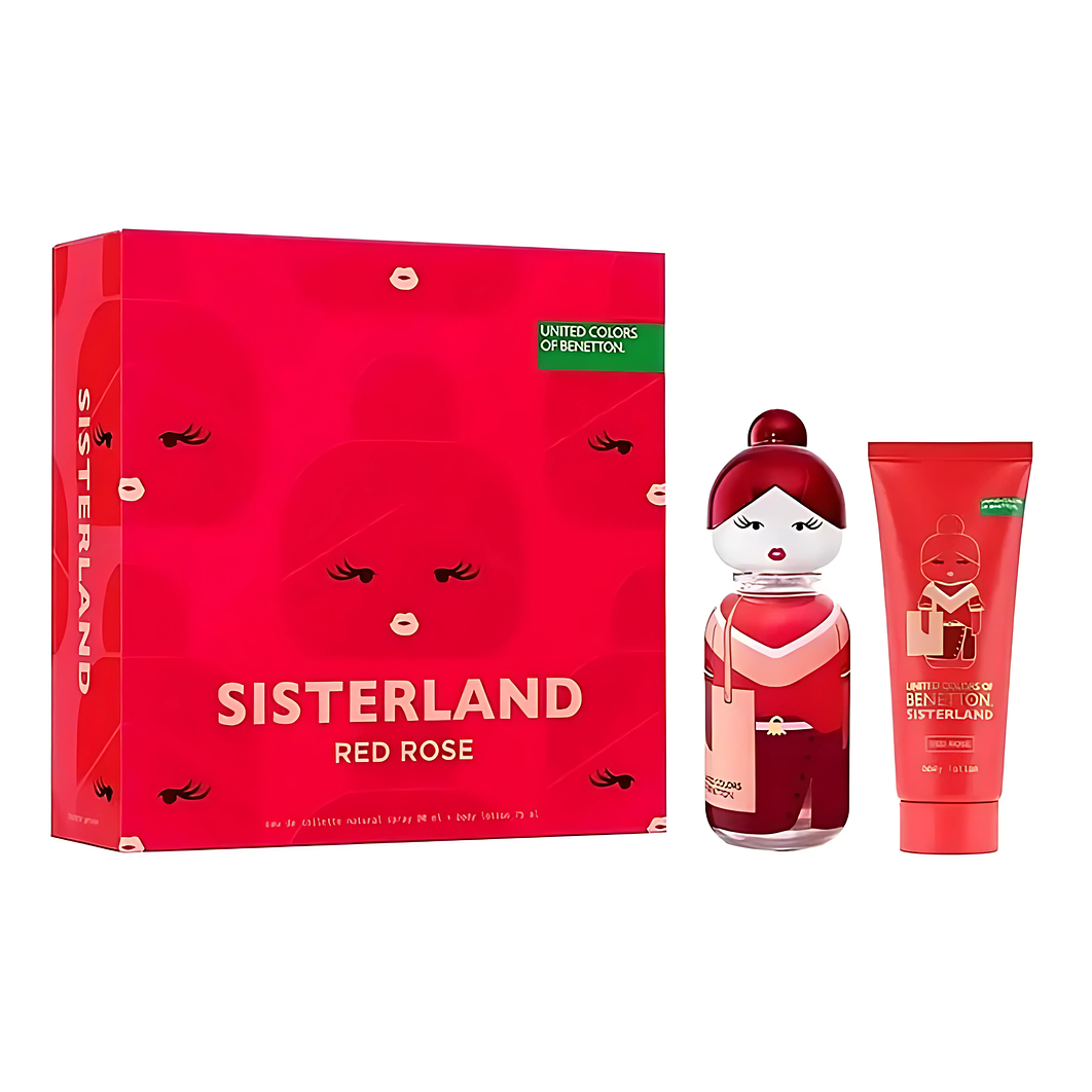 Estuche Sisterland Red Rose Benetton Edt 80ML + 75Ml B/L Mujer 1