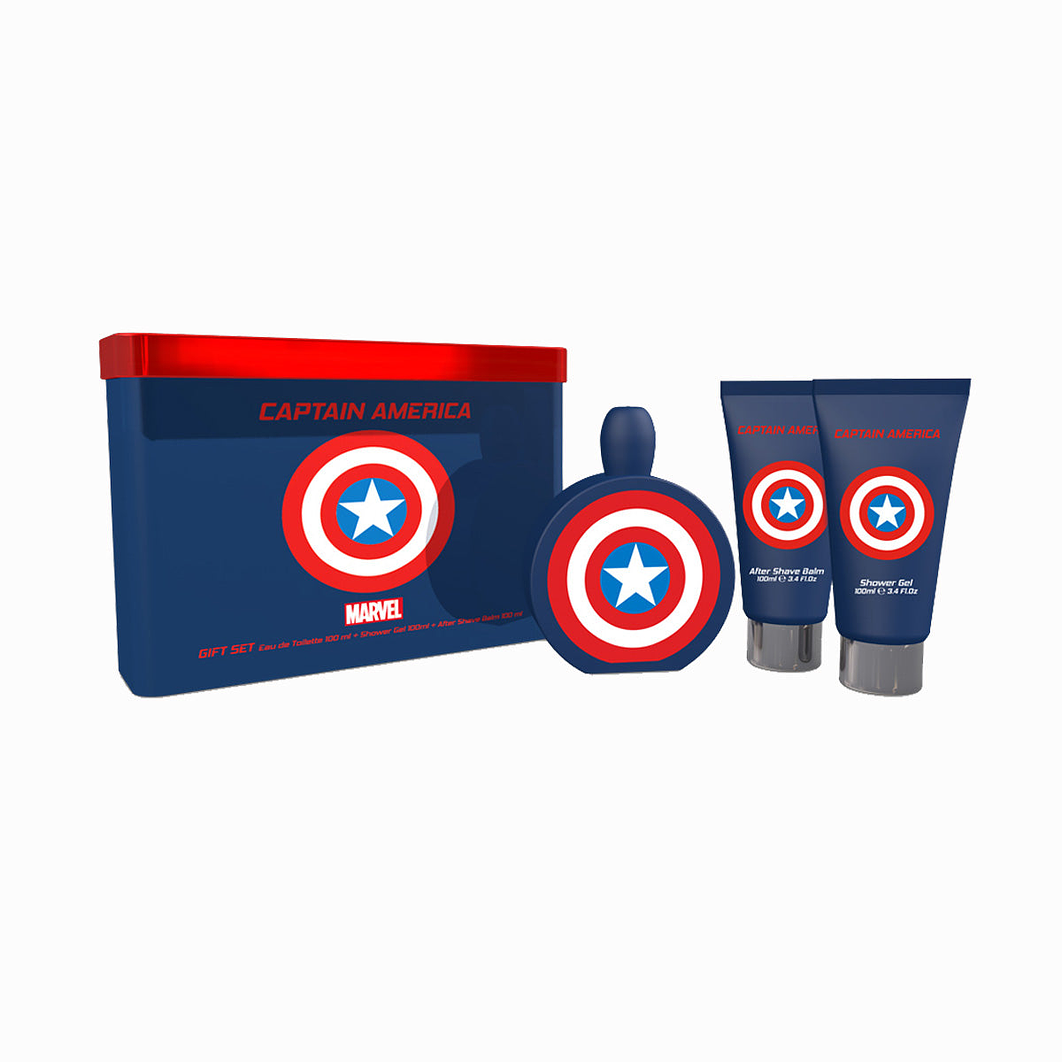 MARVEL CAPITAN AMERICA 3PC TIN ESTUCHE 100MLEDT+SG+ASB 1