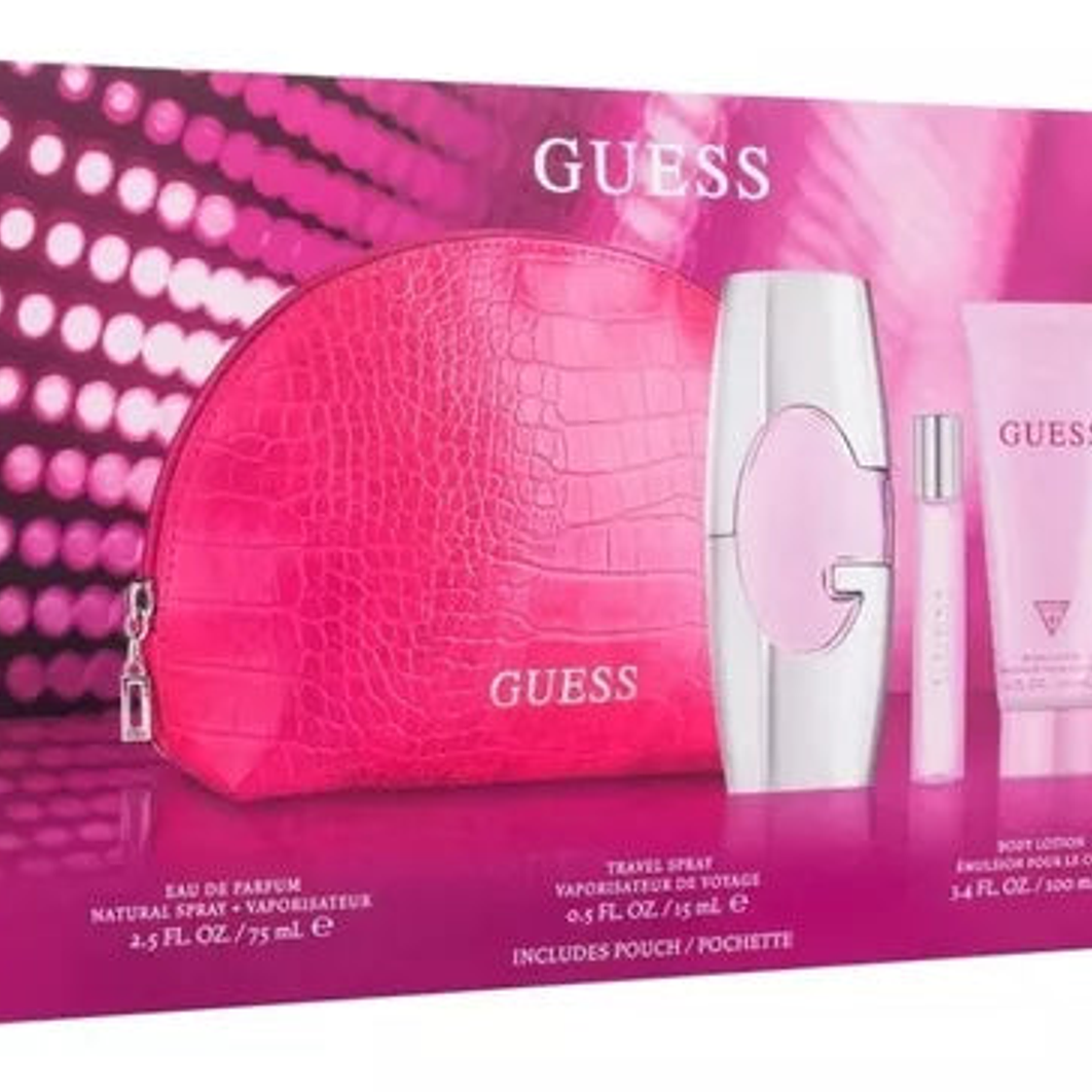 Estuche Guess Pink Edp 75ML+15ML+100ML B/L + Pochette Mujer 1