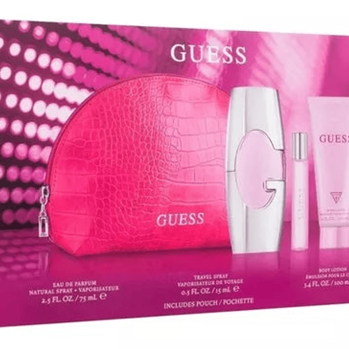 Estuche Guess Pink Edp 75ML+15ML+100ML B/L + Pochette Mujer 1