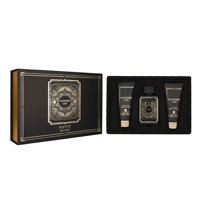 Estuche Goodness Oud Riiffs Parfum 100 ML +S/G 100ML +B/L 100ML Unisex 1