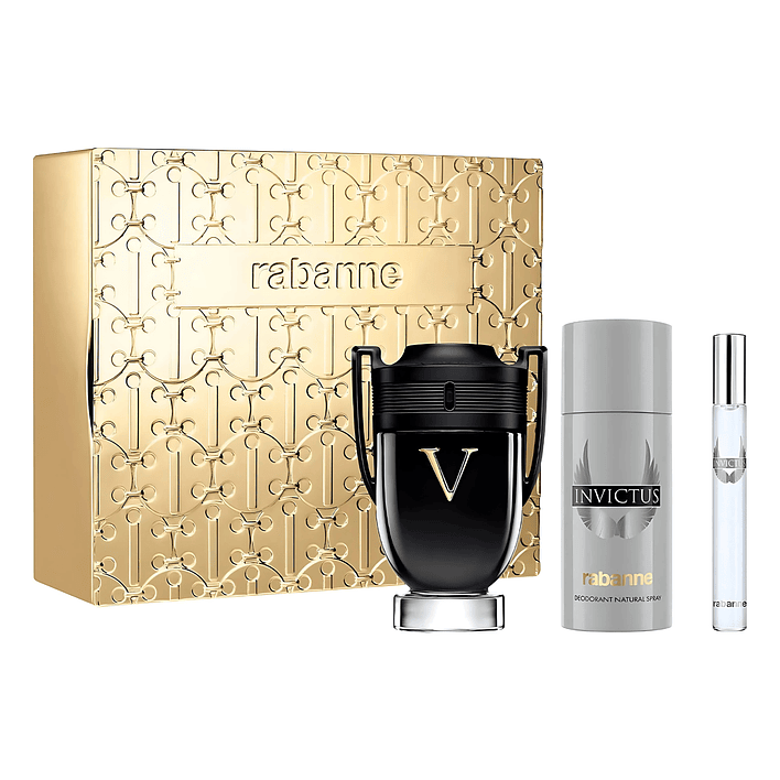 Estuche Invictus Victory Extreme Paco Rabanne Edp 100ml+10ml+150 Ml Deo Hombre 1