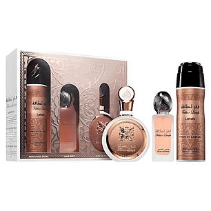 Estuche Fakhar Women Lattafa Edp 100ML+Perfume Spray 200Ml+Hair Mist 50 Ml Mujer
