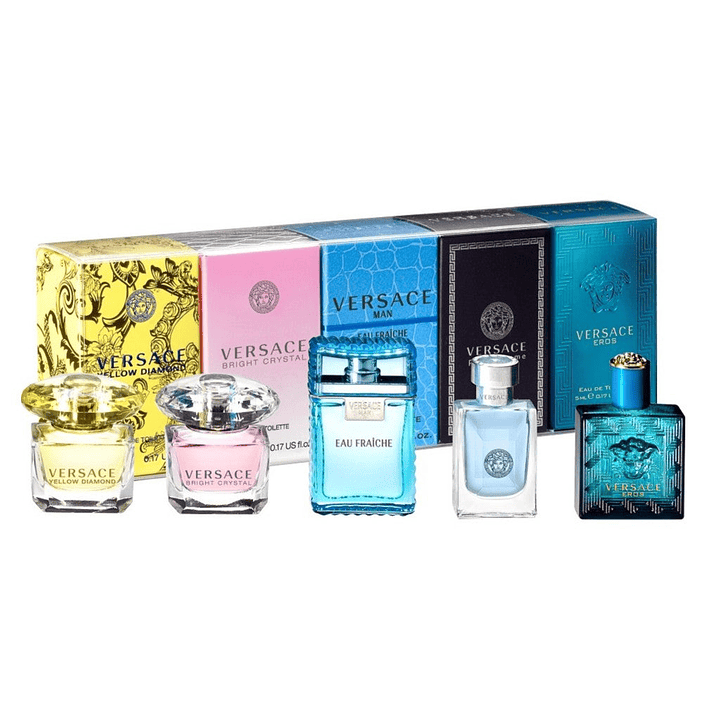 Estuche Miniaturas Versace Yellow M+Crystal M+Fraiche H+Homme+Eros H 5pcsX5Ml (H&M) 1