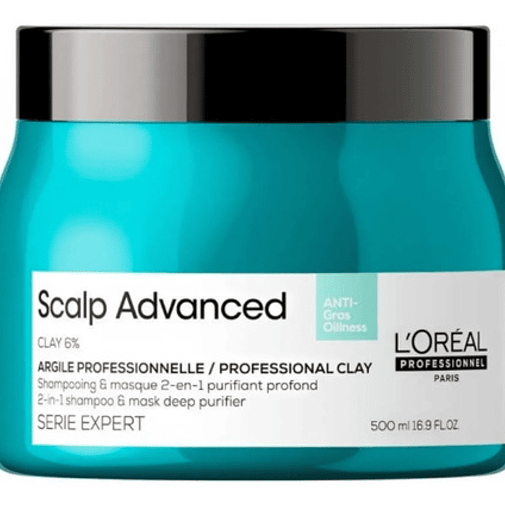 Máscara 2 En 1 Cabello Graso Scalp Advanced 500ml Loreal Pro 1