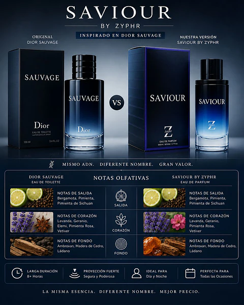 ZYPHR SAVIOUR 80ML PARA HOMBRE (DUPE SAUVAGE DE DIOR )