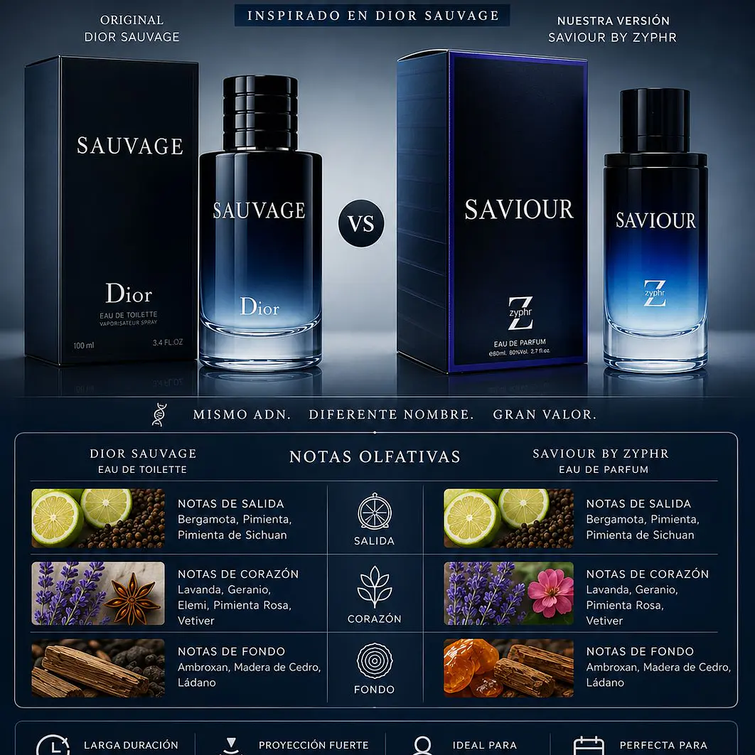 ZYPHR SAVIOUR 80ML PARA HOMBRE (DUPE SAUVAGE DE DIOR ) 2