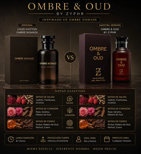 ZYPHR OMBRE & OUD 100ML HOMBRE (DUPE LOUIS VUITTON OMBRE NOMADE)