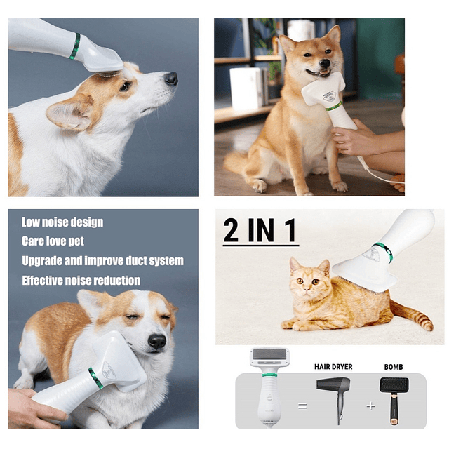 Secador De Pelo Para Mascota Con Cepillo Para Perros Y Gatos