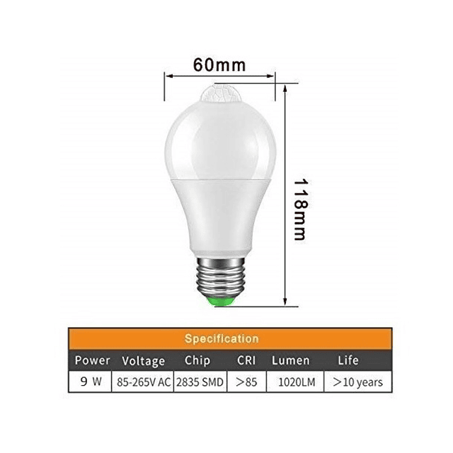 Ampolleta Con Sensor De Movimiento / 3 Unidades