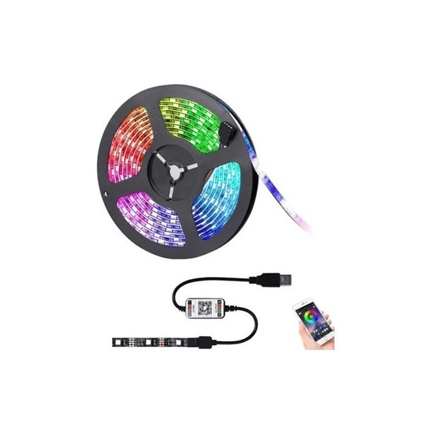 Cinta Tira Luz Led Control Rgb 5050 Bluetooth 5 Metros Ip65