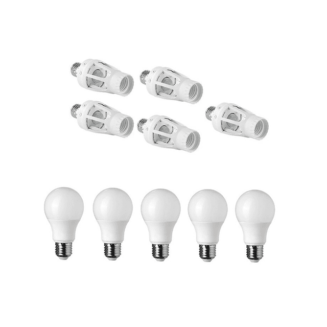 Sensor De Movimiento Soquete E27 Incluye Ampolletas Led 12w/ 5 Unidades