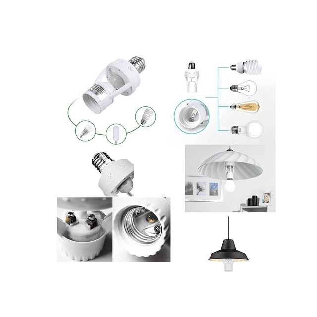 Sensor De Movimiento Soquete E27 Incluye Ampolletas Led 12w/ 5 Unidades