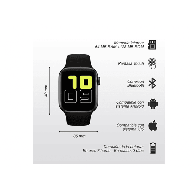 Smartwatch T500 / Reloj Inteligente/ ROSA Somos Ventasmacul