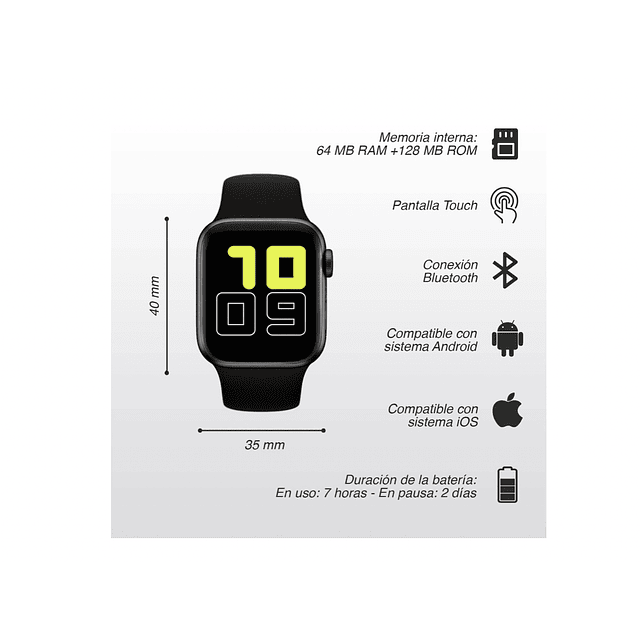 Smartwatch T500 / Reloj Inteligente/ AZUL Somos Ventasmacul