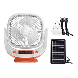 Ventilador Recargable Solar / Linterna / Radio / Bluetooth