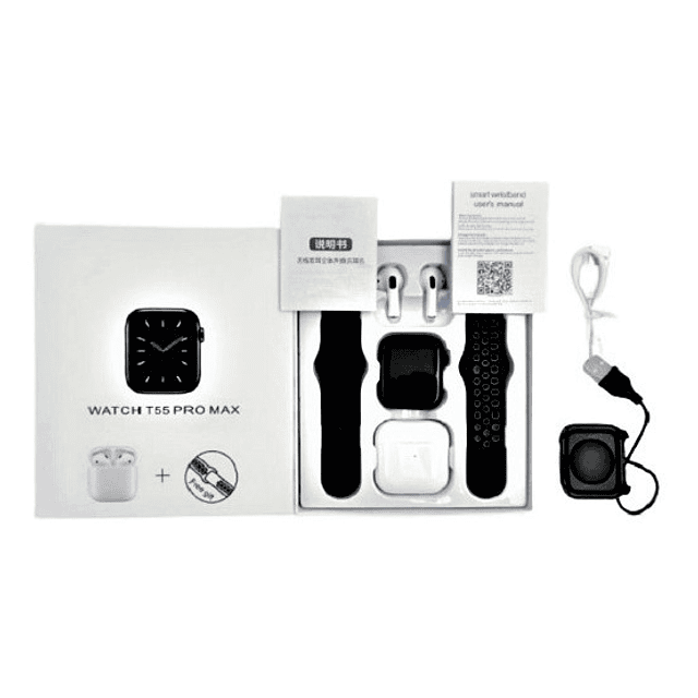 Reloj Inteligente T55 Pro Max + Audífonos/ AZUL-GRIS-NEGRO-ROSADO