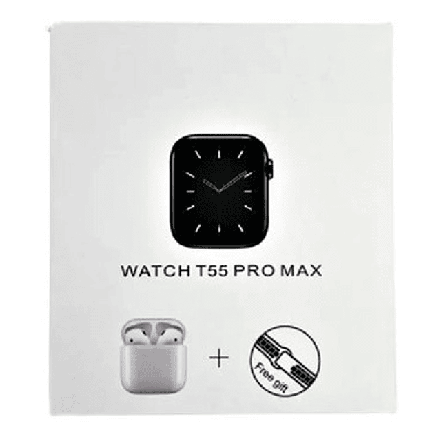 Reloj Inteligente T55 Pro Max + Audífonos/ AZUL-GRIS-NEGRO-ROSADO