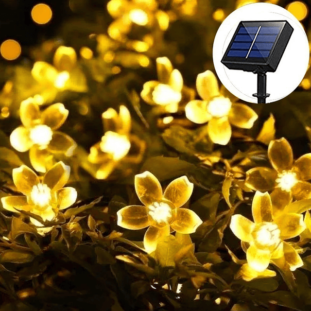 Guirnalda Solar Flor Hada 5 Metros 50 Led Calido/ 3 Unidades