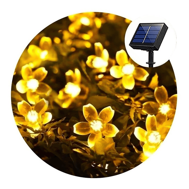 Guirnalda Solar Flor Hada 5 Metros 50 Led Calido/ 3 Unidades
