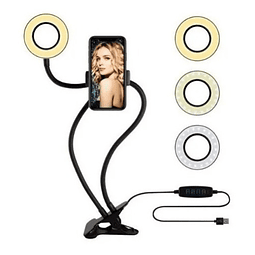 Aro Luz Led Flexible Con Soporte De Celular Para Mesa