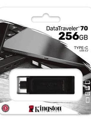 Memoria USB Kingston DataTraveler 70 256GB USB-C 3.2 - Pendrive Tipo C Alta Capacidad