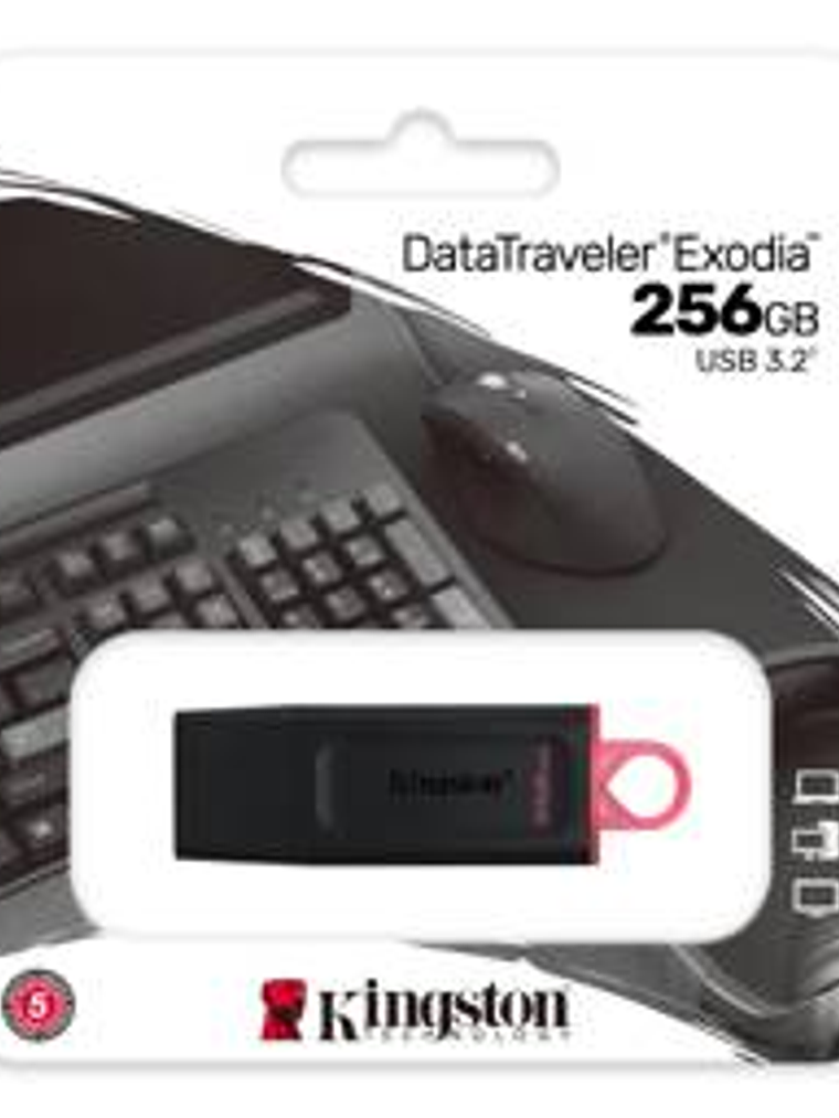 Memoria USB Kingston DataTraveler Exodia 256GB USB 3.2 - Pendrive Negro/Rosa Alta Capacidad 3