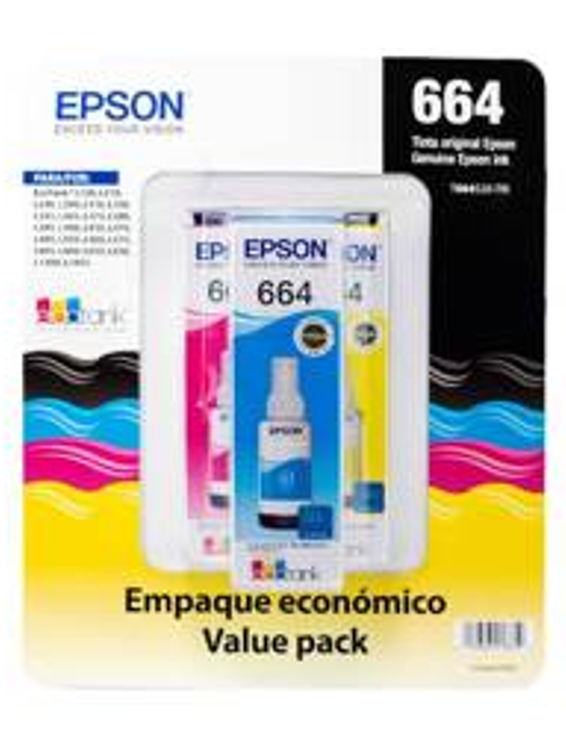 Pack 3 Tintas Epson T664520 Color - L120/L1300/L121 3
