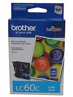 Cartucho Tinta Brother LC60C Cyan - 260 Páginas
