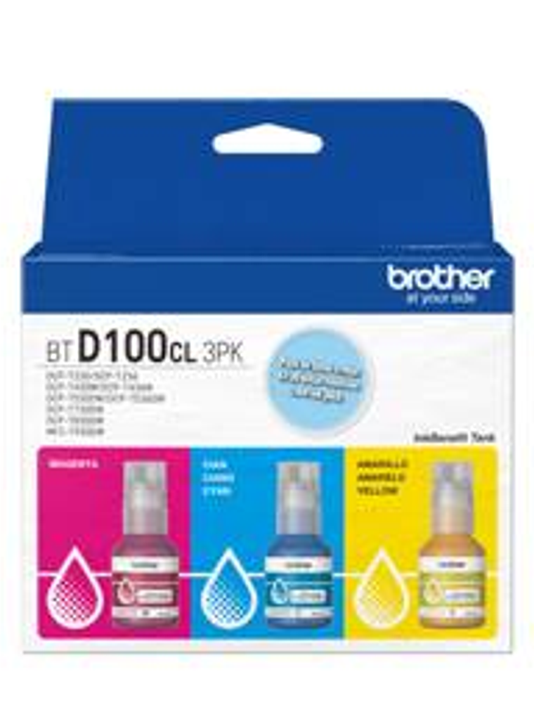 Pack 3 Botellas Tinta Brother BTD100 Color - DCP-T300/T500W 2