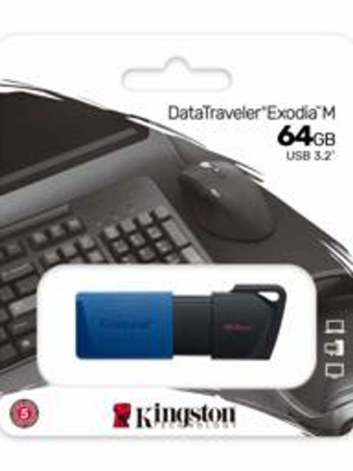 Memoria USB Kingston DataTraveler Exodia M 64GB USB 3.2 - Pendrive Negro/Azul Alta Velocidad 3