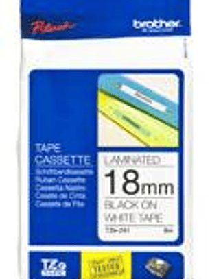 Cinta Laminada Brother TZe241 Negro sobre Blanco - 18mm x 8m