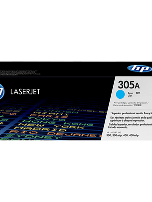 Toner HP CE411A 305A Cyan - 2.600 Páginas LaserJet