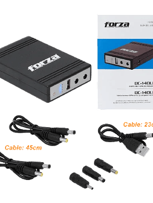 Mini UPS Forza DC-140USB 14W, USB, Salidas 5V/9V/12VCC, NEMA 1-15P Portátil