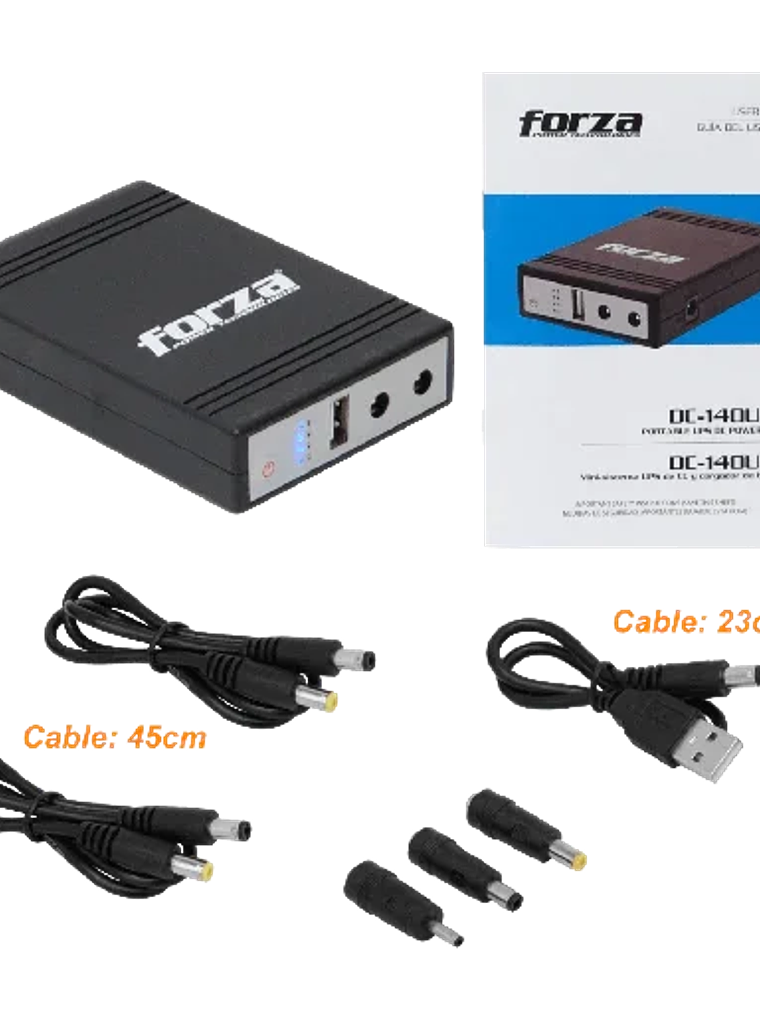 Mini UPS Forza DC-140USB 14W, USB, Salidas 5V/9V/12VCC, NEMA 1-15P Portátil 1