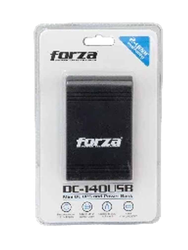 Mini UPS Forza DC-140USB 14W, USB, Salidas 5V/9V/12VCC, NEMA 1-15P Portátil 3