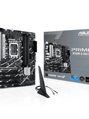 Placa Madre ASUS PRIME B760M-A AX6 II, Socket LGA1700, 4x DDR5, Wi-Fi 6, Aura Sync RGB, Micro-ATX